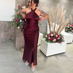 DIMITRA MAXI DRESS - BURGUNDY